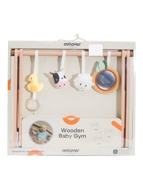moover Wooden Baby Gym with Hanging Plush Toys - Pink and Cream